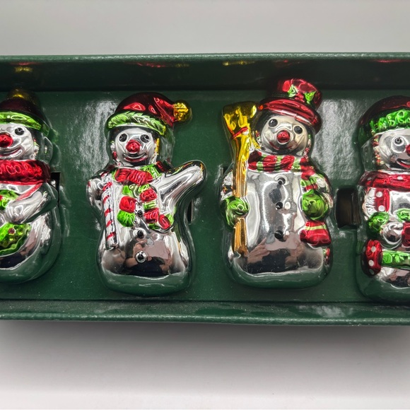 Vintage Jacobson’s Snowman Porcelain Christmas Napkin Rings Set 4 w/ Box - Picture 7 of 11